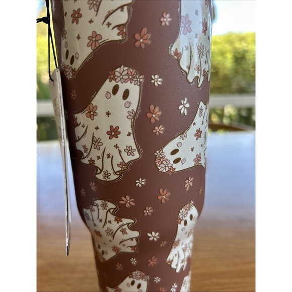 Hydrapeak Floral Ghost‎ 32oz Tumbler with Flip Straw Lid - Spooky Cute Halloween - Picture 4 of 4